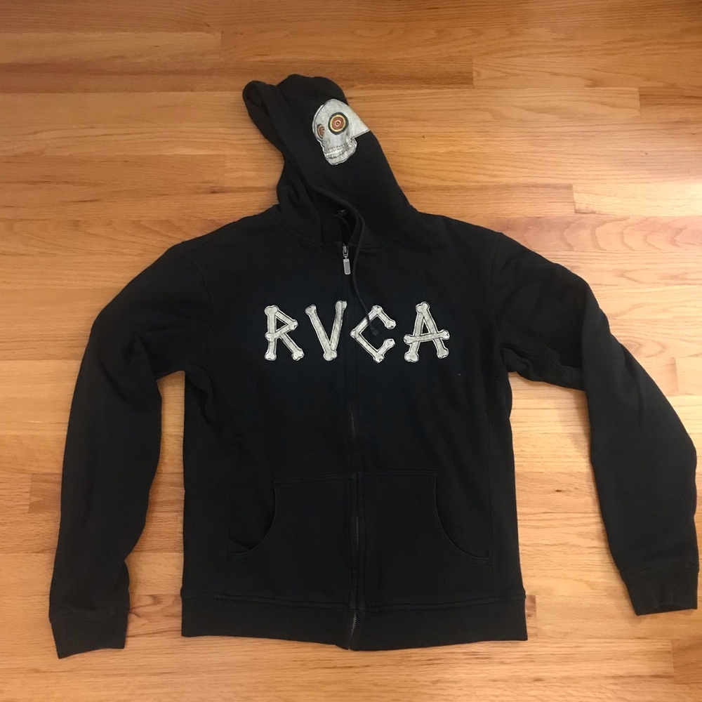 Rvca Mens Lined Cotton Heavy Weight Cotton jersey zip up hooded sweatshirt